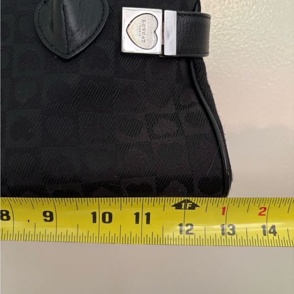 Lovecat Black Purse Handbag Pocketbook Hearts Silver Hardware - Picture 7 of 9